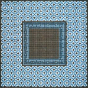 JP Needlepoint - Tefellin Bag, Blue & Brown Diamonds