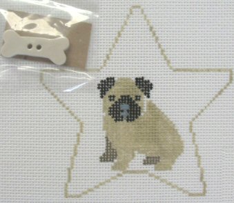 Kathy Schenkel Designs - Star Ornament, Pug