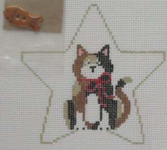 Kathy Schenkel Designs - Star Ornament, Calico Cat