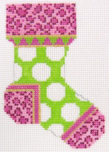 Kelly Clark Needlepoint - Kiwi Grand Polka Dot Micro Sock