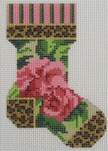 Kelly Clark Needlepoint - Micro Sock, Leopard & Rose