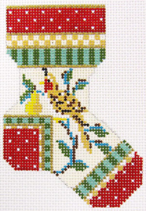 Kelly Clark Needlepoint - Partridge in a Pear Tree Sock