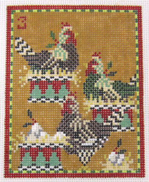 Kelly Clark Needlepoint - Three French Hens