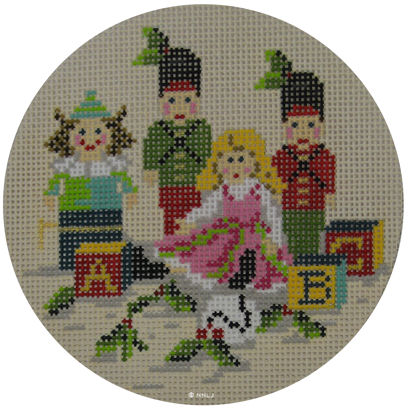 Kelly Clark Needlepoint - Antique Toys on Cream