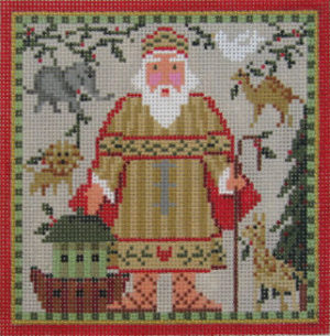 Kelly Clark Needlepoint - Santa Noah & Ark
