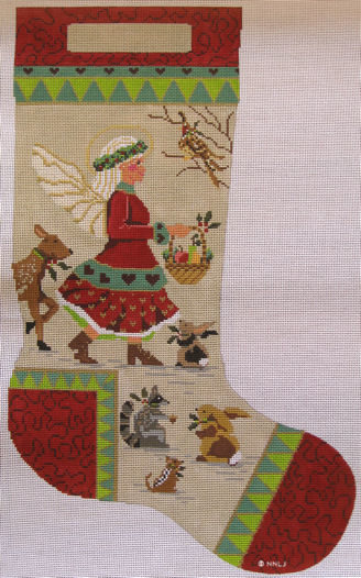 Kelly Clark Needlepoint - Stocking, Woodland Angel