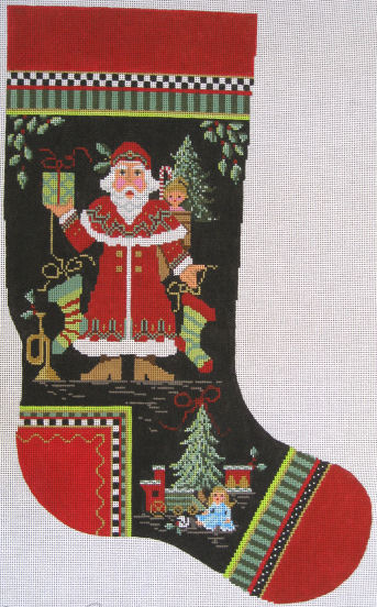 Kelly Clark Needlepoint - Stocking, Noel Santa & Partridge - Needle Nook