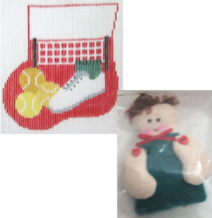 Kathy Schenkel Designs - Tennis Mini Sock w/Sports Kid (Boy)