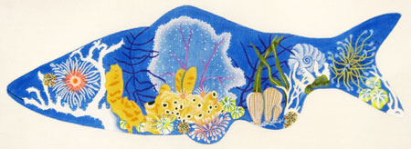 Dede's Needleworks - Fish Shaped Pillow, Undersea