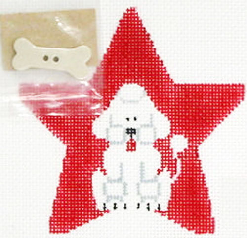 Kathy Schenkel Designs - Star Ornament, Poodle w/dog bone button