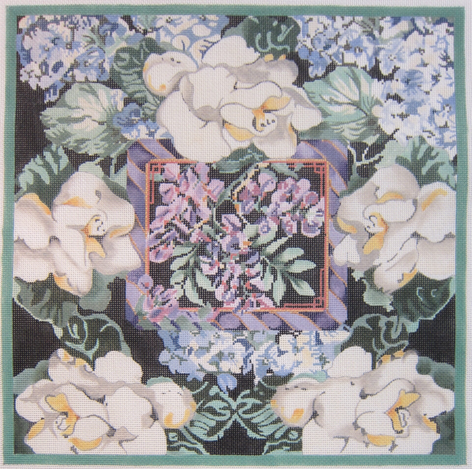 Joy Juarez - Wisterias, Periwinkle Hydrangeas and Gardenias