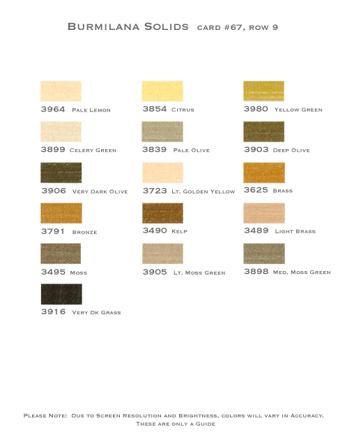 Burmilana Thread Color Chart