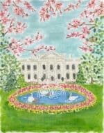 Kate Dickerson Needlepoint - Swan Pond at the White House