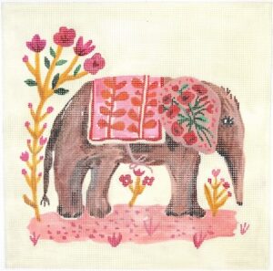 Kate Dickerson Needlepoint - Elephant with Pink Blanket