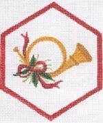 Kate Dickerson Needlepoint - French Horn with Greenery