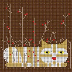 Charley Harper Needlepoint - Cat/Autumn
