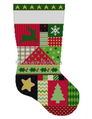 Susan Roberts Needlepoint  - Star Patchwork Stocking