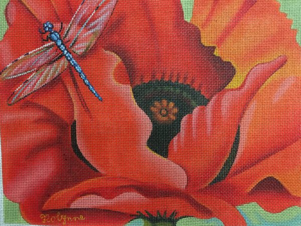 Tango & Chocolate - Orange Poppy with Dragonfly