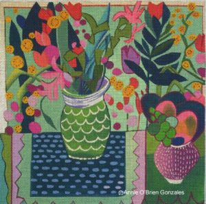 Melissa Shirley Needlepoint - Green Vase