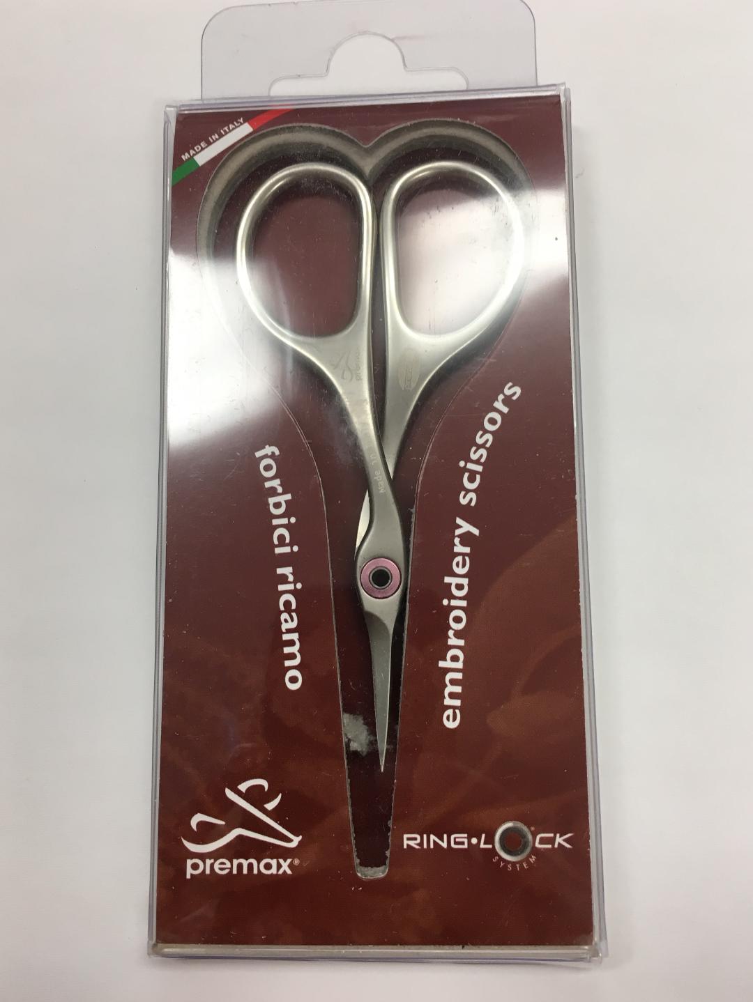 Premax® 3 3/4" Ring Lock Embroidery Scissors Needle Nook