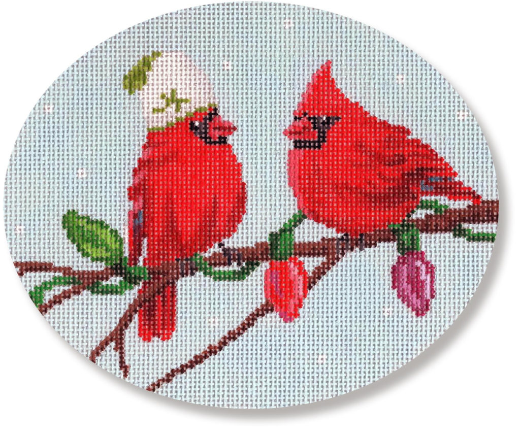 Scott Church Needlepoint - Two Cardinals Ornament - Needle Nook