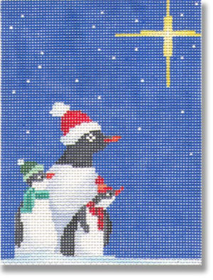 Scott Church Needlepoint - Penguins with North Star