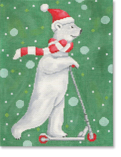 Scott Church Needlepoint - Razor Scooter Polar Bear