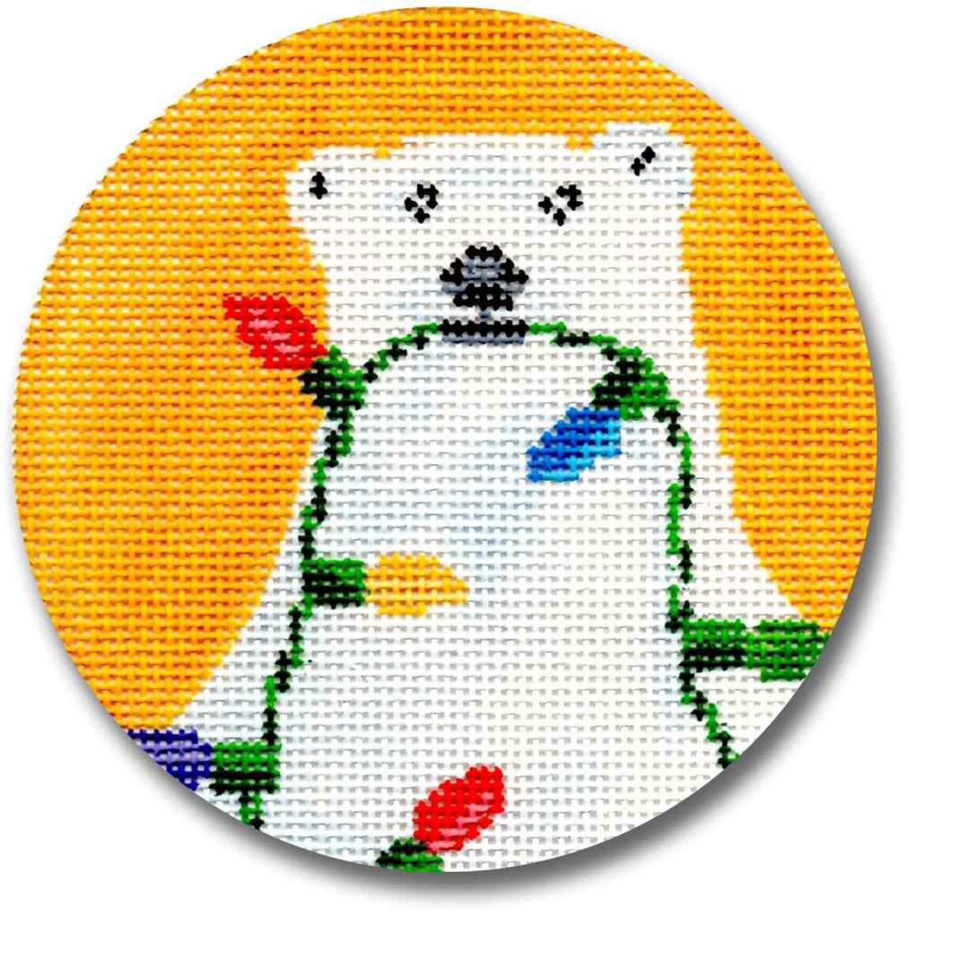 Scott Church Needlepoint - Polar Bear w/Lights Ornament