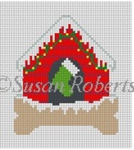 Susan Roberts Needlepoint  - Dog Bone Dog House Ornament