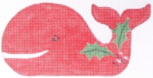 Kate Dickerson Needlepoint - Christmas Whale with Holly