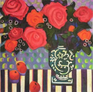 Melissa Shirley Designs -  Red Roses with Turquoise Vase