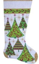 Alice Peterson Company - Gold Christmas Trees Stocking