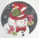 Love You More Needlepoint Designs - Candy Cane Snowman with Tree Hat