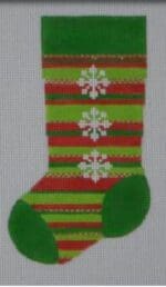 Pepperberry Designs - Red/Green Stacked Snowflake Mini Stocking