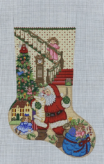 Alexa Designs -  Santa in Home Reading List Girl Stocking
