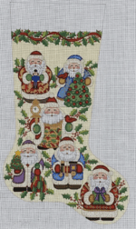 Alexa Designs - Multiple Santa with Holly Stocking