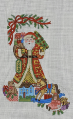 Alexa Designs - Santa with Toys in Red Coat Stocking