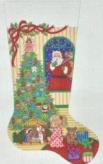 Alexa Designs - Santa Outside Window Girl Stocking