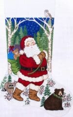 Alexa Designs - Santa in Forest with Brown Bear Stocking