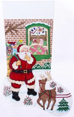 Alexa Designs -  Santa Outside Girl's Window Stocking (7311)