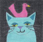 Zecca Designs - Aqua Cat with Pink Swan