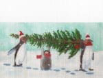 Scott Church Needlepoint - Penguins Bringing Home the Tree