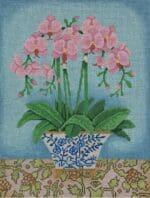 Brenda Stofft Designs - Pink Orchards in Blue/White Planter