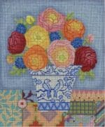 Brenda Stofft Designs - Ranunculus in Blue/White Planter