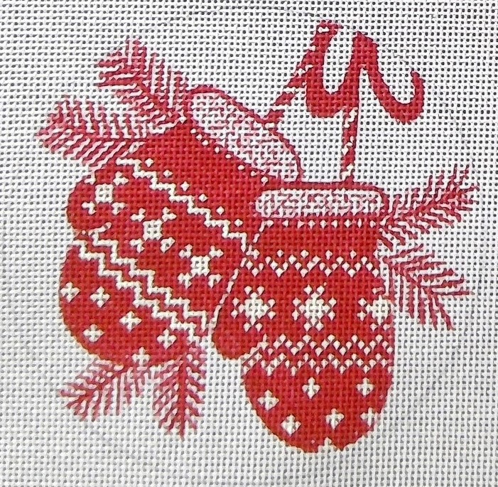 Love You More Needlepoint Designs Red Mittens Ornament Needle Nook