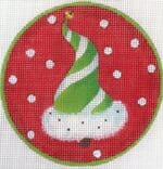 Love You More Needlepoint Designs - Green Santa Hat/Tree Ornament