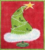 Love You More Needlepoint Designs - Green Hat Red Background Rectangle