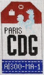 Hedgehog Needlepoint - Paris Charles De Gaulle Travel Tag