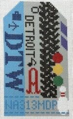 Hedgehog Needlepoint - Detroit 2.0 Retro Travel Tag