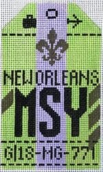 Hedgehog Needlepoint - New Orleans Travel Tag